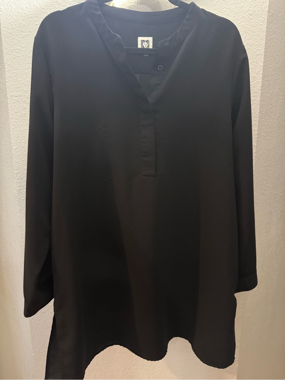 Anne Klein Black womens Long-Sleeve Tunic Shirt